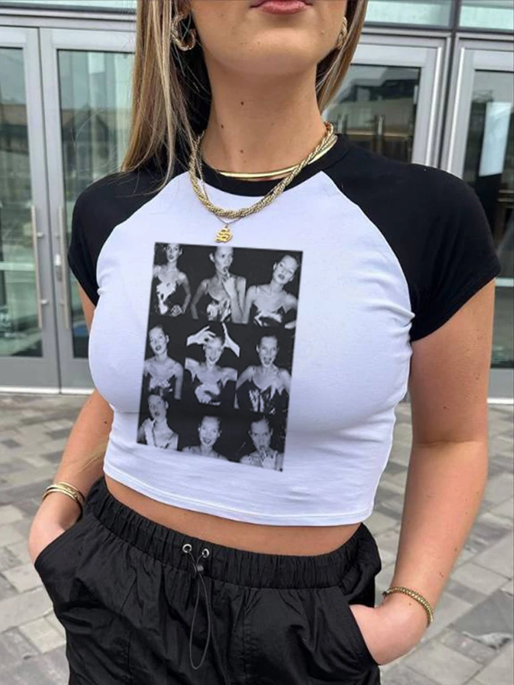 

Crop Top Y2K Vestiti T Shirt Estetica Slim Tee Top Streetwear Gothic Harajuku Stampa Grafica T-shirt Donna Tank Vintage Emo Girl