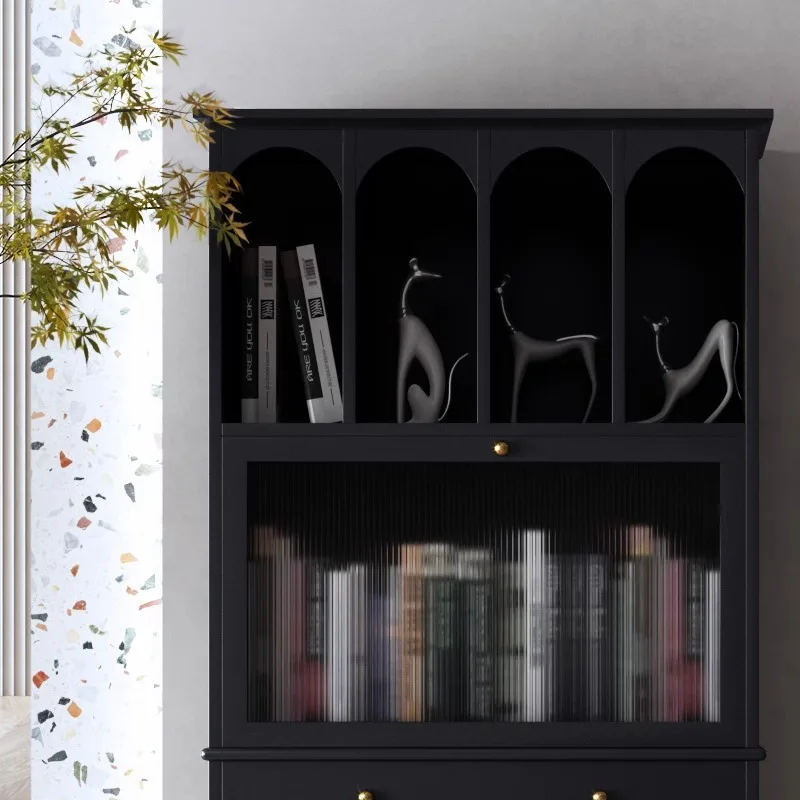 Retro American Side Cabinet Medieval Multi-functional Display Cabinet Wine Cabinet French Solid Wood Bookcase Designer
