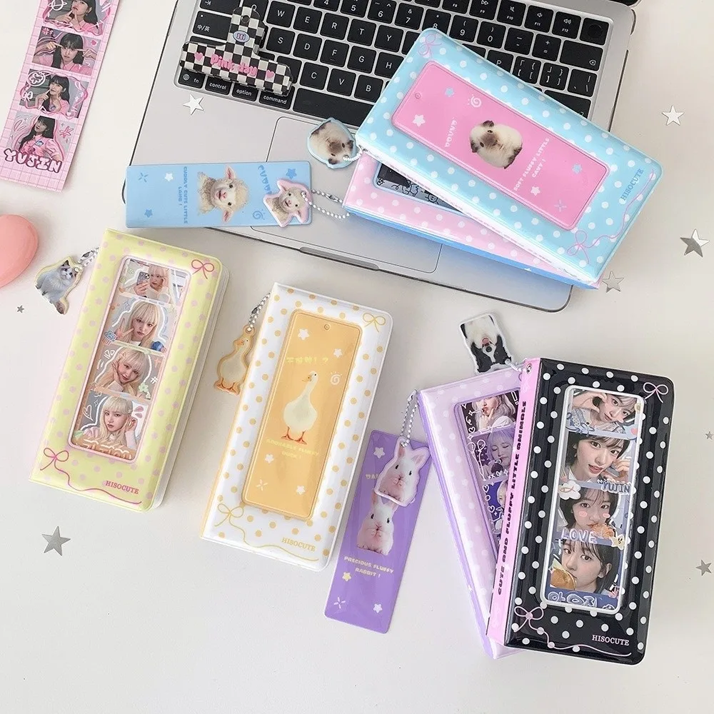 New Polka Dot Bow Card Album 4 Grids Hollow Photocards Holder Idol Card Protective Cover