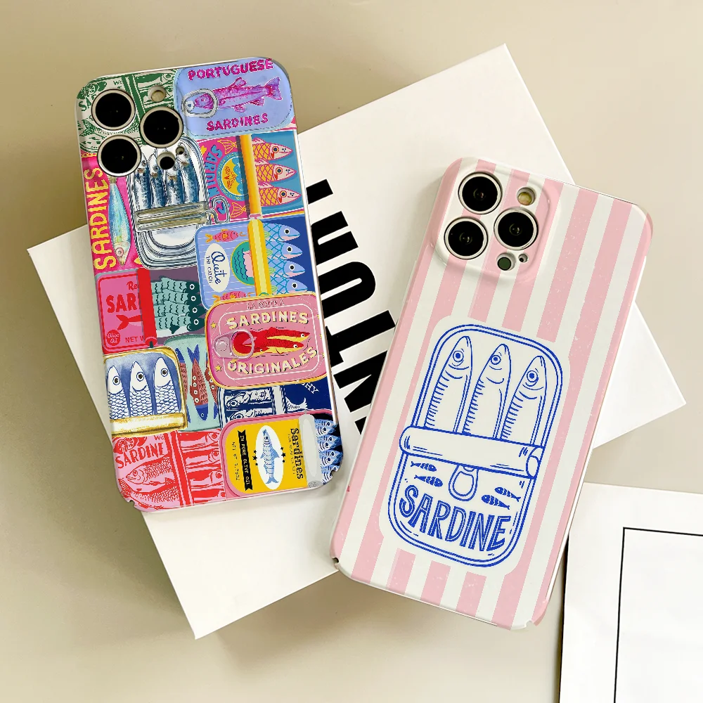 

Fashion print Sardines Color Fish phone case FUNDA For IPhone 17 16 15 14 13 12 11 Plus Pro Max Mini Glossy HD Hard Cover Film