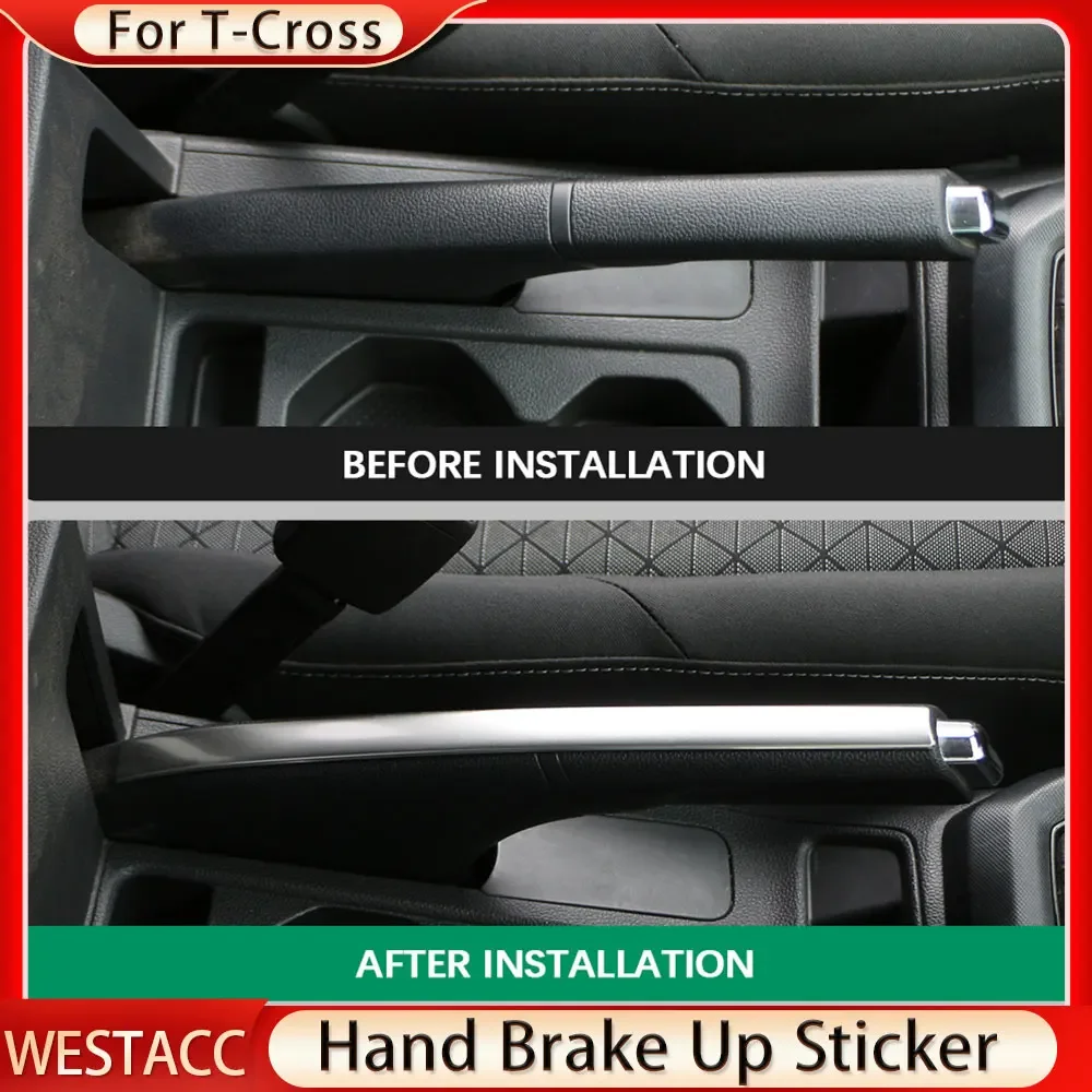 Car Handbrake Hand Brake Knob Sticker Cover Trim for Volkswagen VW T-Cross Tcross 2018 2019 2020 2021 2022 2023 Accessories