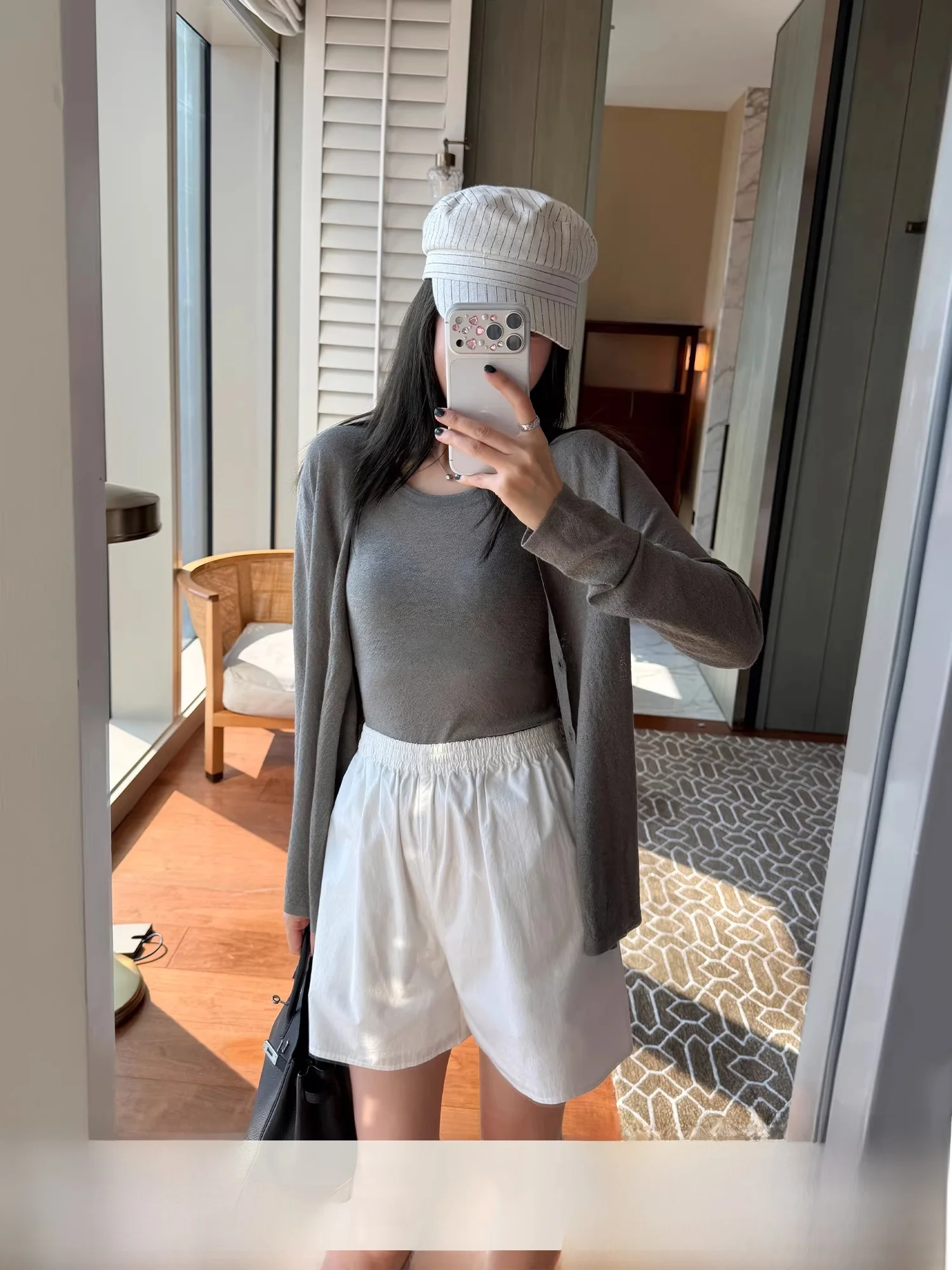 

Yang Xiao Yao Women's Cool Wool Knitted 6 Needle Set Casual V-ne Open Cardigan Top Loose Fit Long Sve Soft Polyester Blend