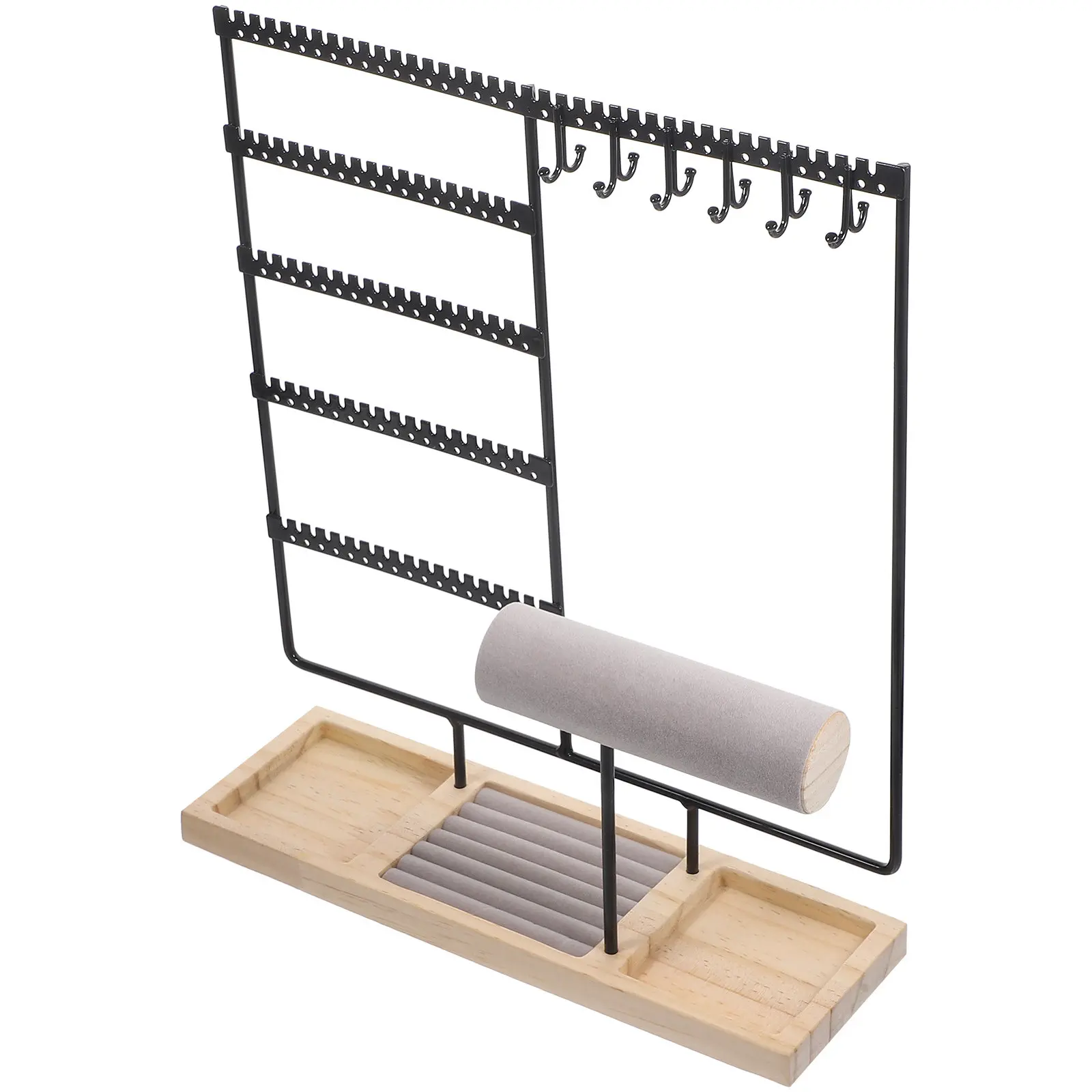 

Multi-Layer Jewelry Display Stand Iron Wooden Desktop Organizer for Earrings Necklaces Rings Bracelets Home Decor Jewelry Rack