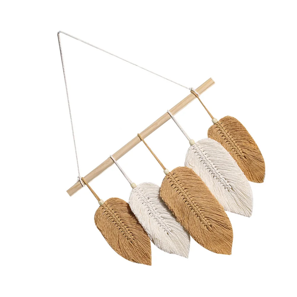 

Woven Leaves Tapestry Cotton Rope Hanging Decor Home Room Ornament Bedroom Nursery Dormitory Gift Macrame Woven Hanging Tapestry