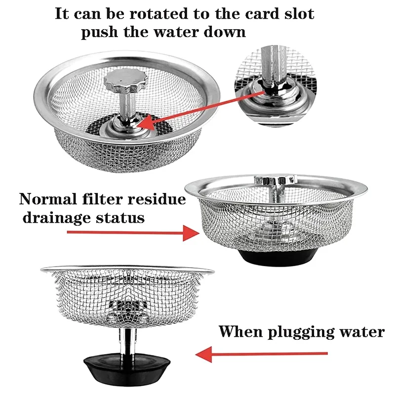 อ่างล้างจานสแตนเลสกรองตาข่ายอ่างล้างจานท่อระบายน้ํา Strainers ห้องน้ําท่อระบายน้ําชั้น Catcher ท่อระบายน้ําเสียกรอง