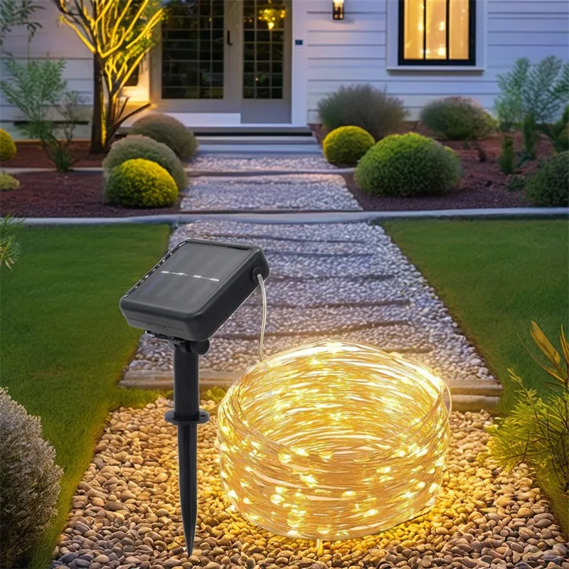 

100/200 LEDs Solar Lamp LED Light Waterproof Copper Wire String Holiday Outdoor Strip Christmas Party Wedding Decoration