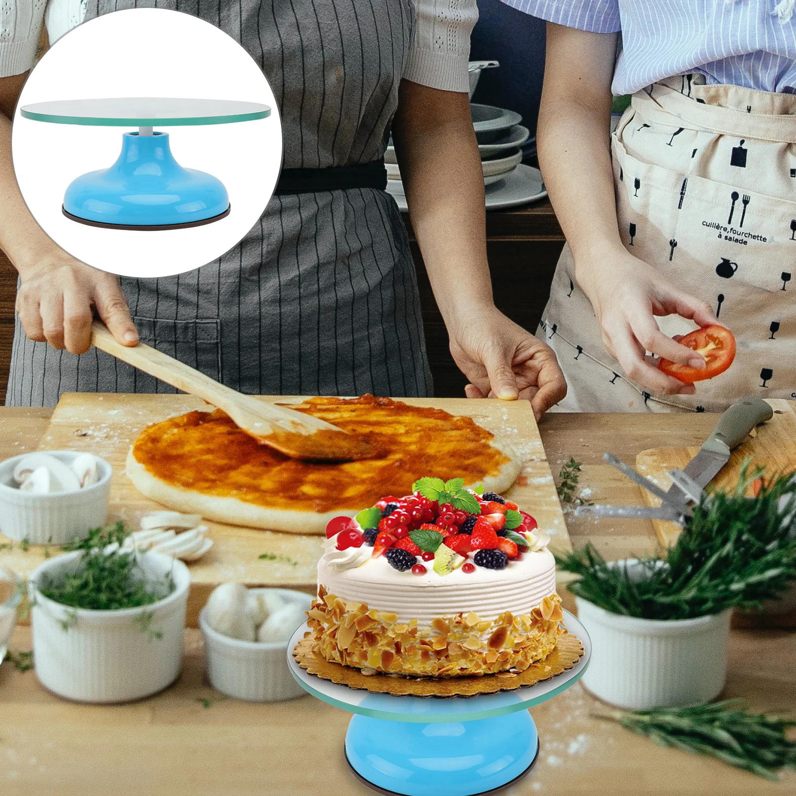 

1 шт., поворотный стол для украшения торта, вращающаяся платформа из закаленного стекла, устойчивая нескользящая основа, бесшумные двойные подшипники, аксессуар для выпечки