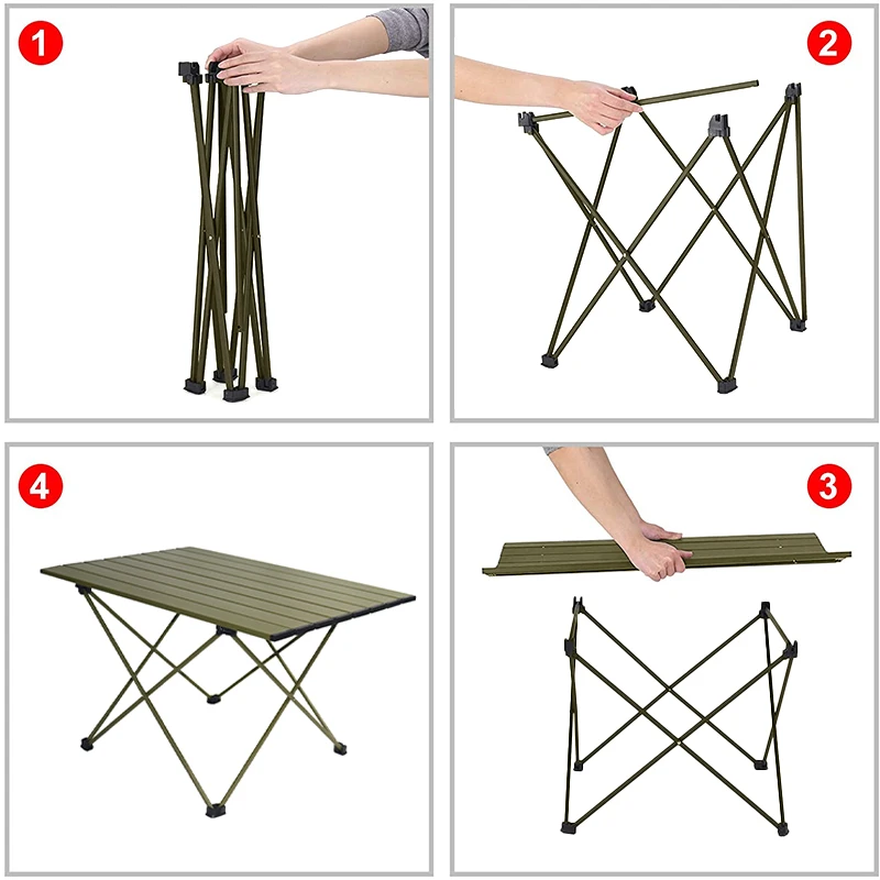 Dark Green Outdoor Picnic Folding Table Super Light Aluminum Alloy Fishing Table Self Driving Hiking Portable Mini Table