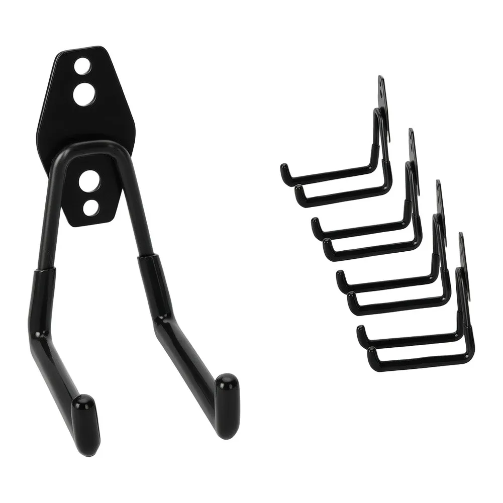 Black 7.7 Inch Steel Wall Hooks for Garage Workshop Basement Hanging For Bikes Tools Ladders Hoses Garden Items
