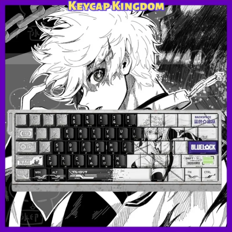 Blue Lock Seishiro Nagi Themed Anime Keycaps Mechanical Keyboard Cherry PBT Custom Keycaps PC Gaming Accessories Gift for Gamers