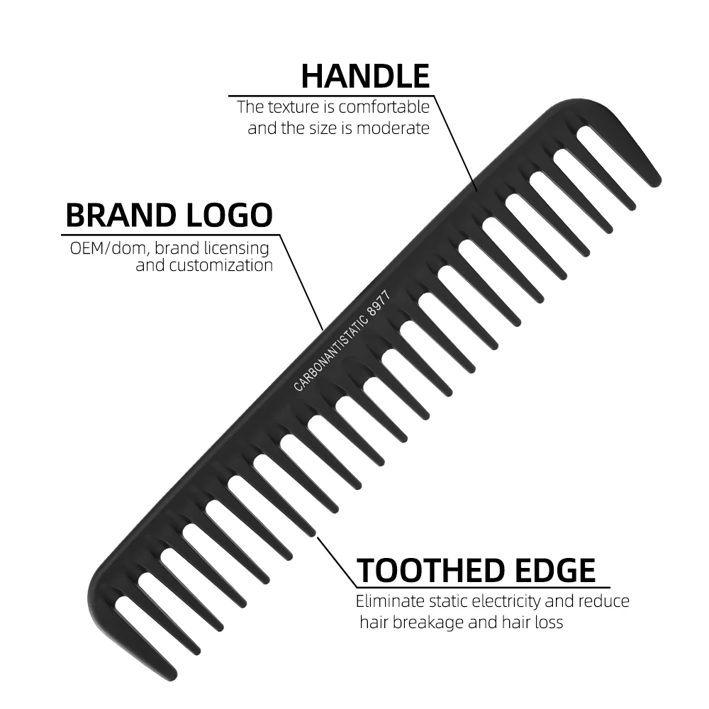 

Профессиональная карбоновая антистатическая расческа для укладки волос без спутывания, для прямых и кудрявых волос, термостойкая, легкая, готова к подарку в качестве подарка