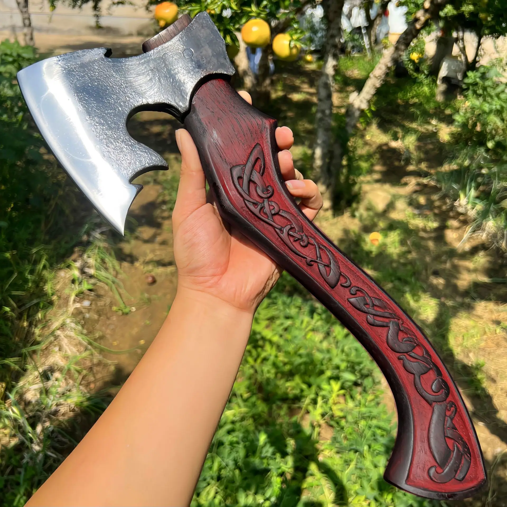 

NEW Carved Nordic T actics Axe Multi-functional Portable Mountain Opening Emergency Axe Camping Survival Firewood Chopping Tool