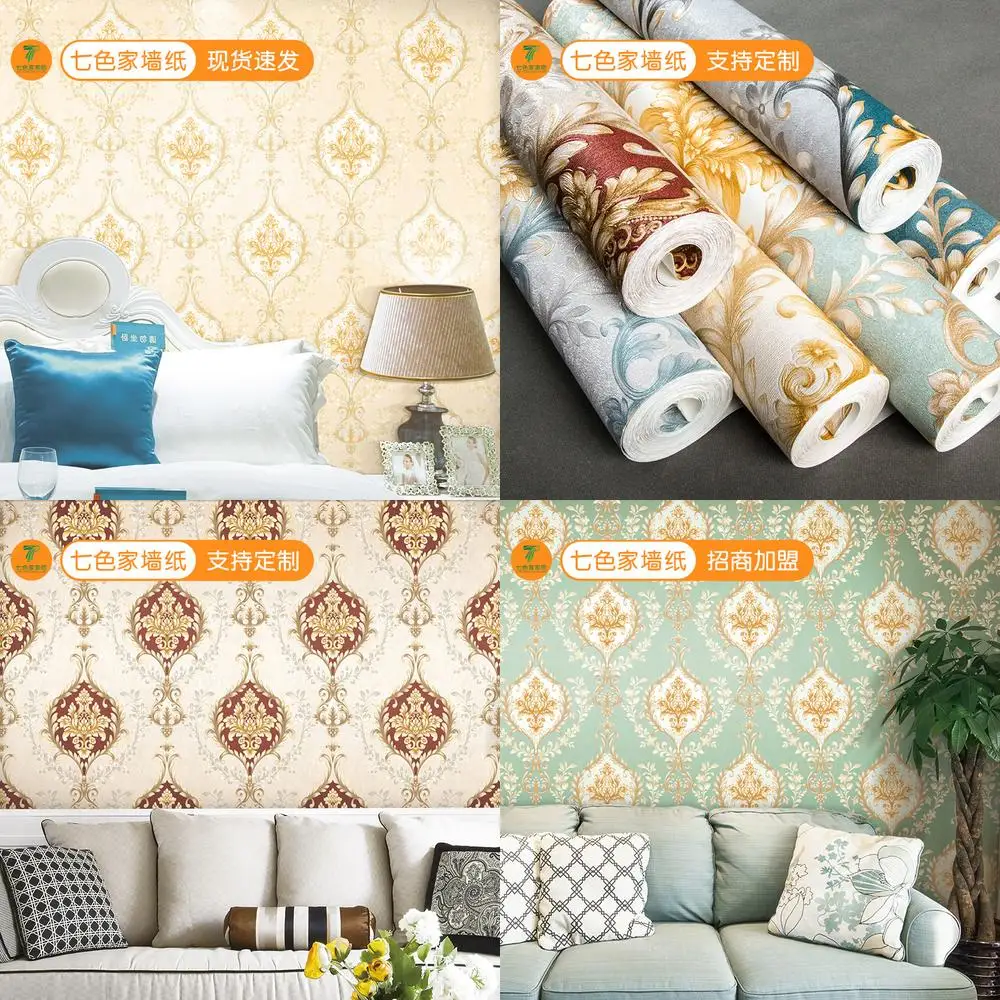 

Wholesale European style Damascus wallpaper luxurious living room bedroom home decor vintage large floral accent wall wallpaper