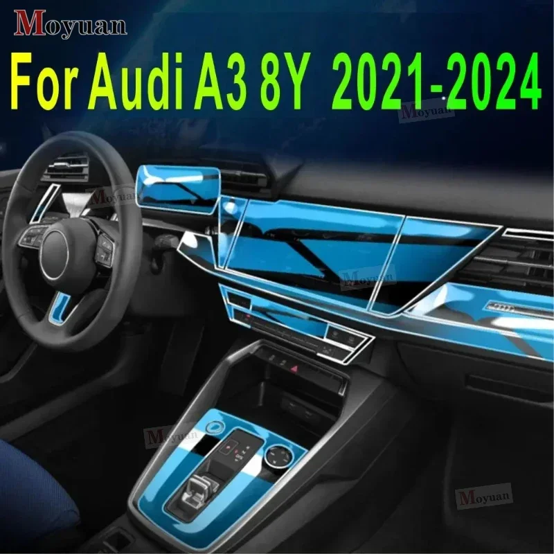 

For Audi A3 8Y 2021-2024 Gearbox Panel Navigation Screen Automotive Interior TPU Protective Film Anti-Scratch Sticker