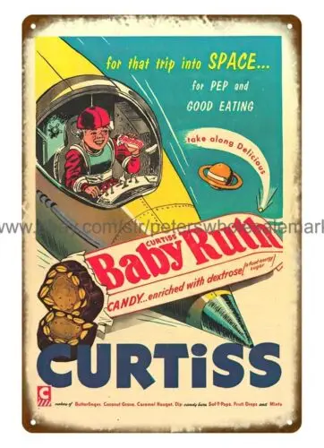 metal rusty collectible wall decor Curtiss Baby Ruth Candy bar metal tin sign