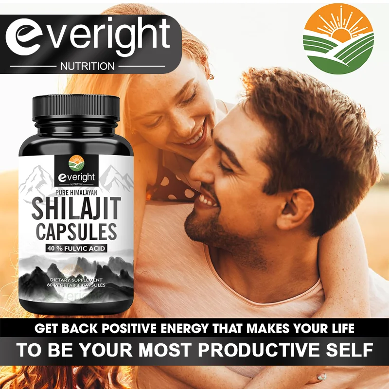 Shilajit 40% 풀빅산 보충제, 남성 근력 성능, 히말라야 85 + 트레이스 미네랄 건강 보충제, 6500mg