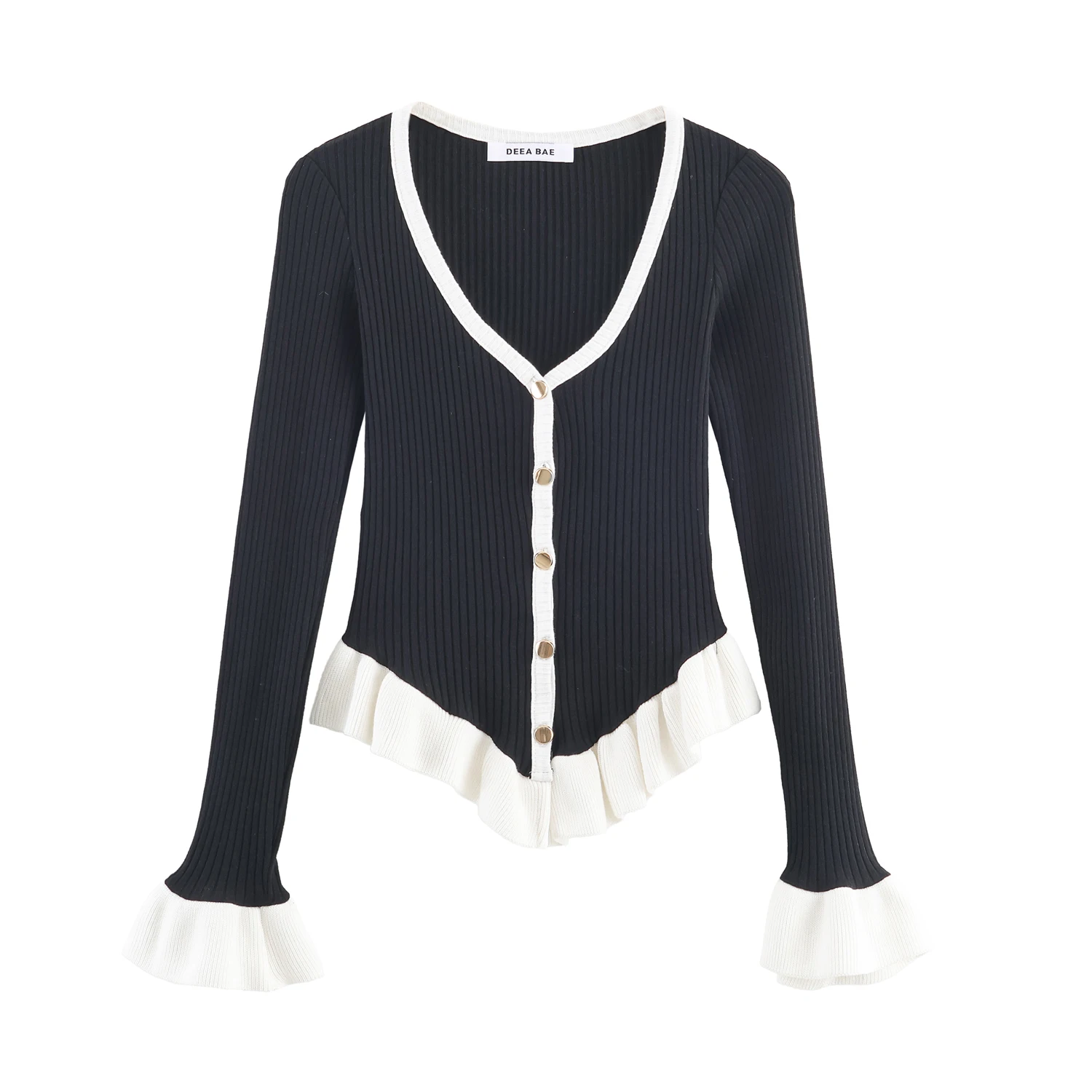 Französischer Retro-Strickpullover mit V-Ausschnitt und langen Ärmeln, Herbst, neues koreanisches Slim-Fit- und schlankmachendes Unterteil