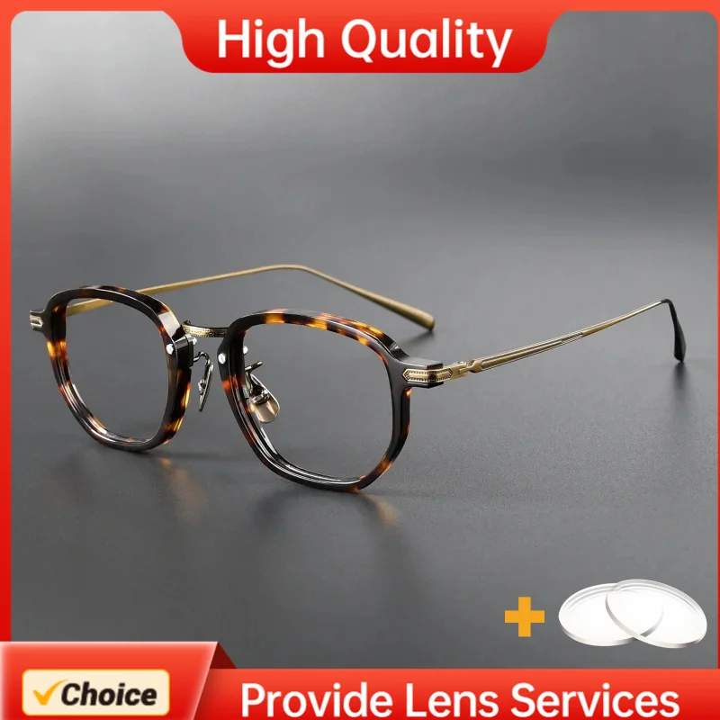 

Japan BJ Style Pure Titanium Acetate Eyeglasses Frame Custom Prescription Lenses Vintage Fashion Versatile for Men Women Office