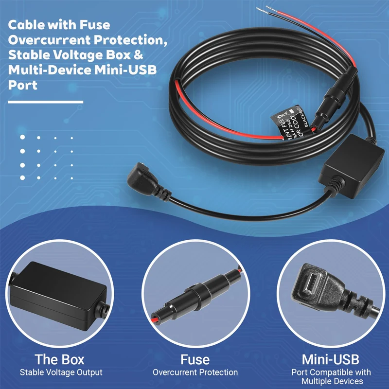 010-11131-10 Mini-USB Power Cable Fit for Garmin Approach G3, G5, G6, G7 2 Series, 8V-58V Input