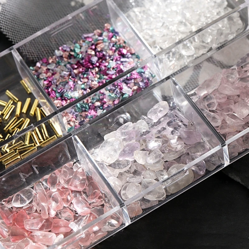 6 Grids 3D Nails Art Rhinestones Studs Luxury Zircon Nail Diamonds Nail Jewels Stones Nail Decors DIY Nail Art Crafts