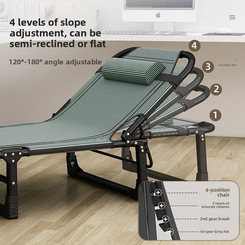 Folding single bed household portable multi-function recliner office simple lunch break bed