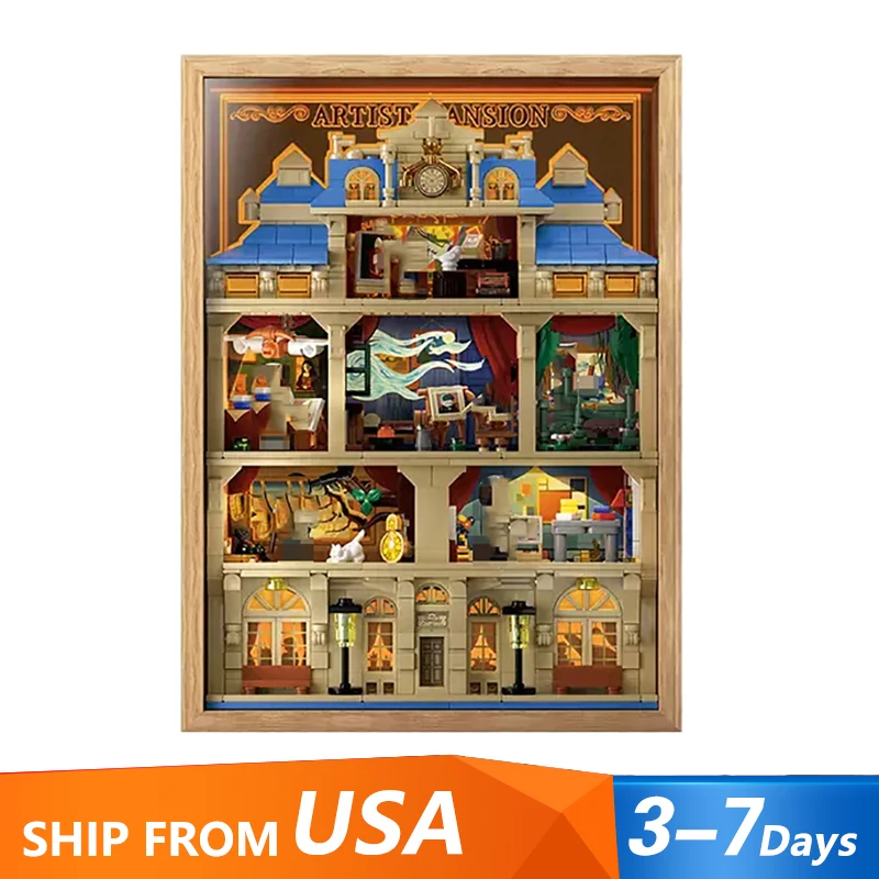 

Master Night Lights Painting Building Blocks Creative Art Museum Model Matching Figuren and LED Lights Creative Toys Adult Gift