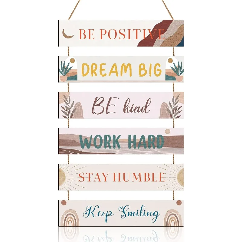 Juego de 6 lindos carteles de madera: placas inspiradoras rústicas con citas, decoración de granja para oficina, dormitorio, sala de estar