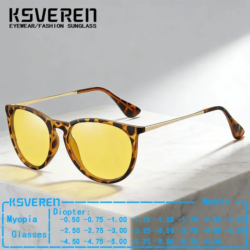 

Поляризованные желтые солнцезащитные очки для близорукости по рецепту, мужские и женские уличные солнцезащитные очки для близорукости, классические тонированные очки для вождения