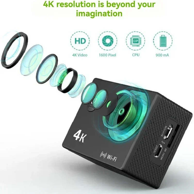 

НОВЫЙ 4K HD мотоциклетный велосипедный шлем, рекордер для дайвинга, водонепроницаемая спортивная камера с защитой от сотрясений