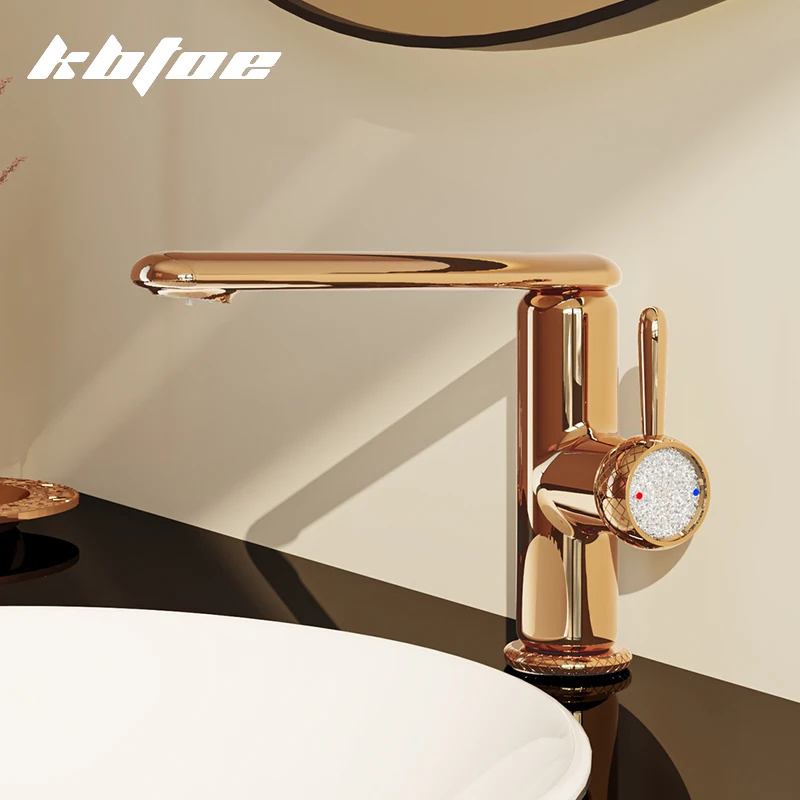 

Luxury High-End Single Hole Bathroom Faucet 360° Swivel Spout Premium Brass Vanity Sink Hot Cold Water Mixer Tap Gold / Gun Gray