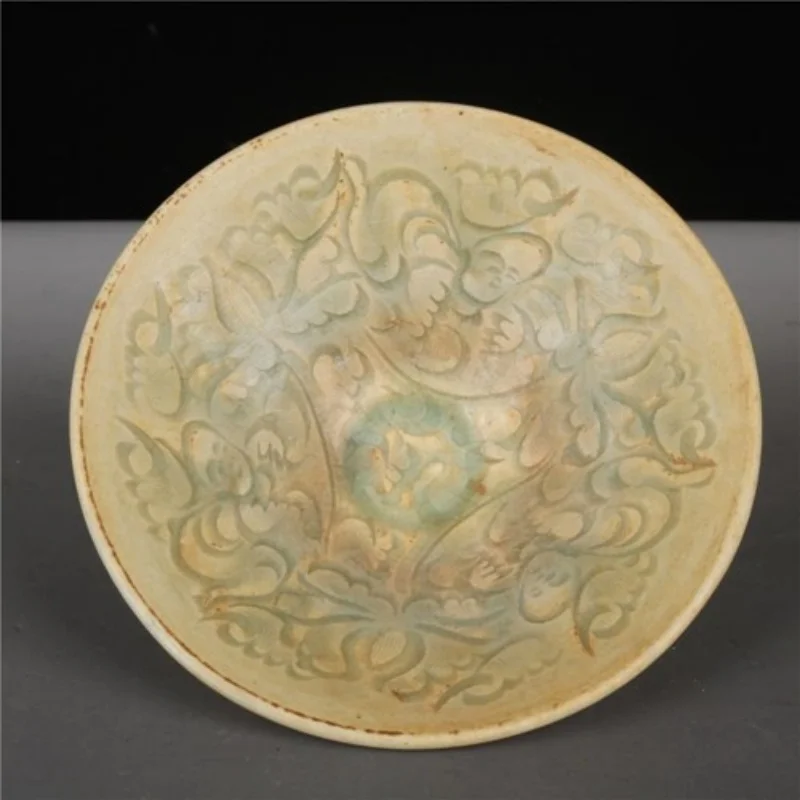 

Китайская песня Jizhou Kiln Коричневая глазурь Фарфоровая чаша с резными цветами 5,12 дюйма