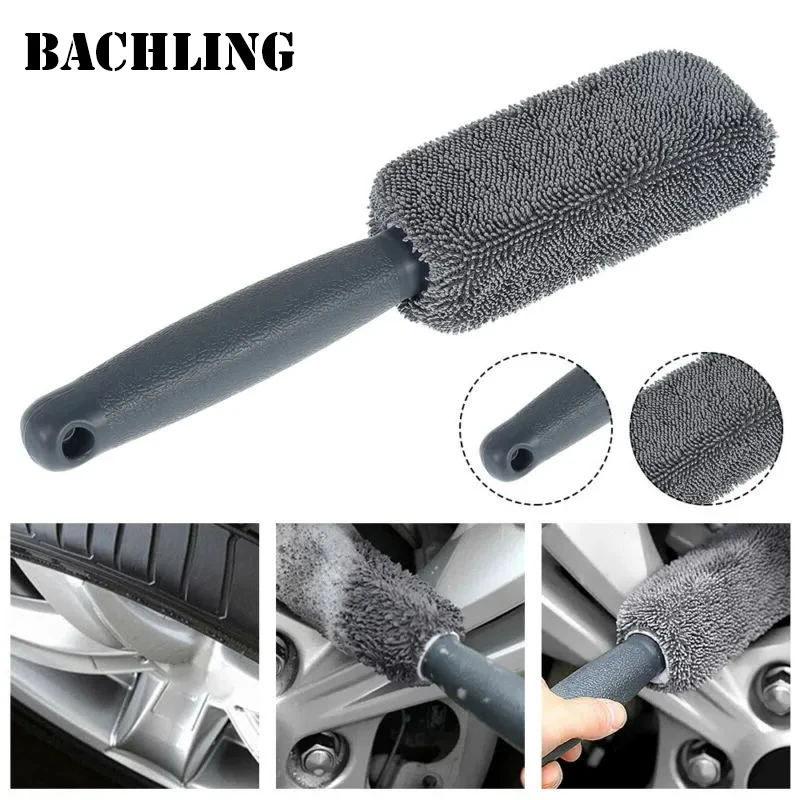 2Piece Car Wash Brush Microfiber Tire Scrubber Wheel Brush Trunk Dust Remover Car with Plastic Handle Auto Washing Cleaner Tools