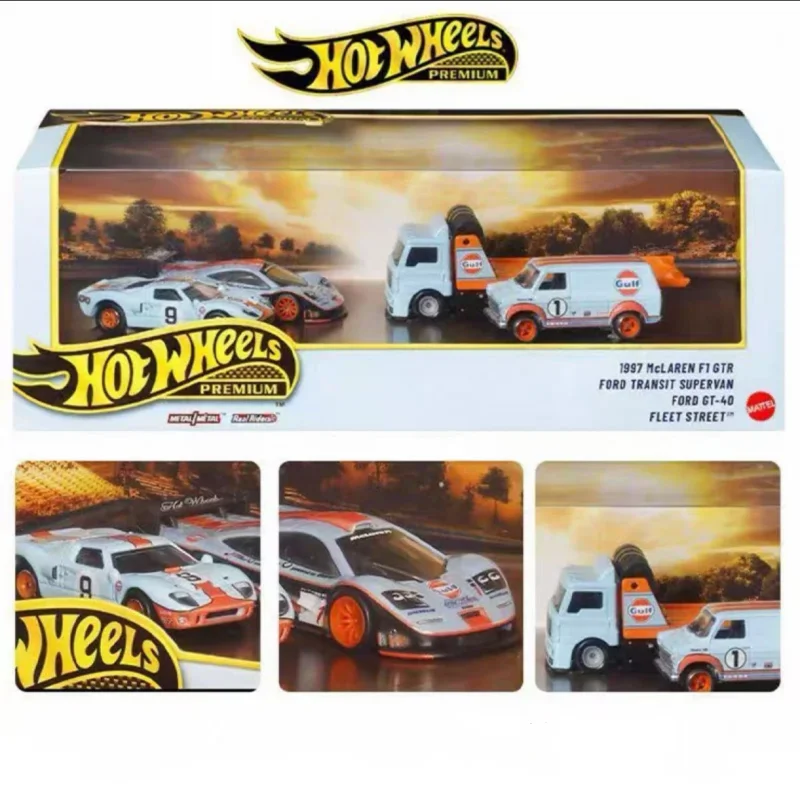 hot-wheels-gmh39-le-mans-garage-gulf-oil-livery-series-mclaren-f1-ford-gt40-1-64-voitures-en-alliage-moule-sous-pression-collection-de-voitures-de-course-vintage