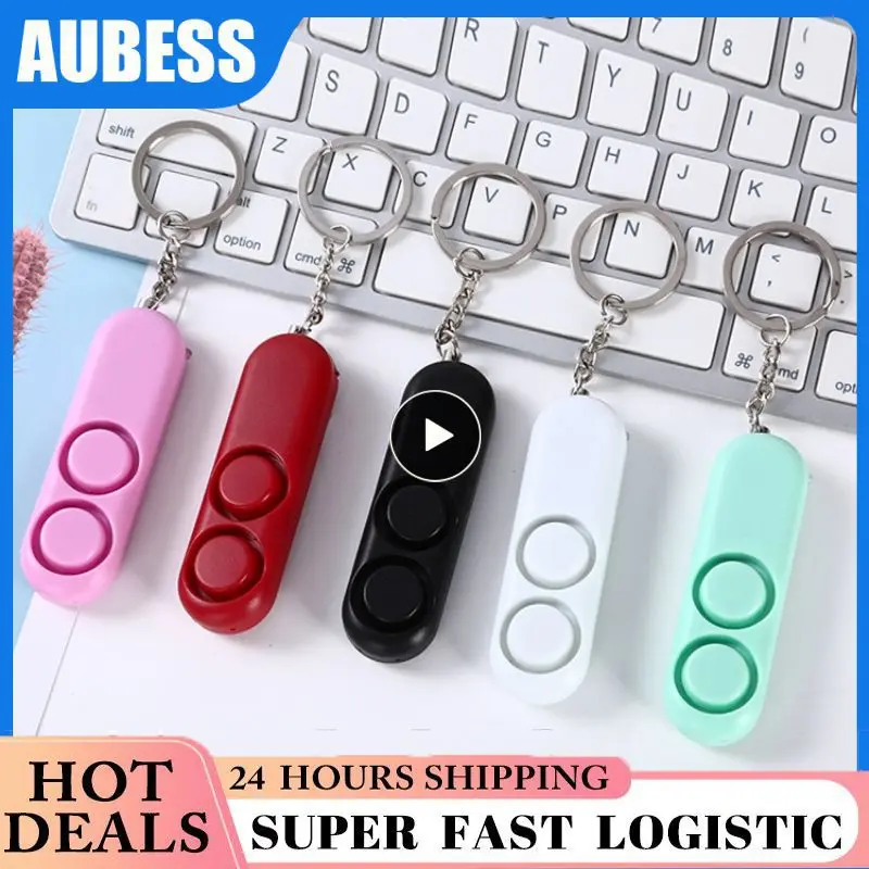 Led Keychain Portable Loud Alert Sound Dual Horn Design Anti-lost Function Easy To Carry Anti-wolf Personal Alarm For Women