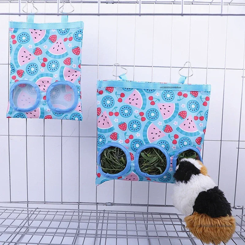 3/2/1 Holes Hanging Hay Bag for Bunny Guinea Pigs Small Pet Feeder Rabbit Food Dispensers Bag Cage Accessories Pet Feeding Bag