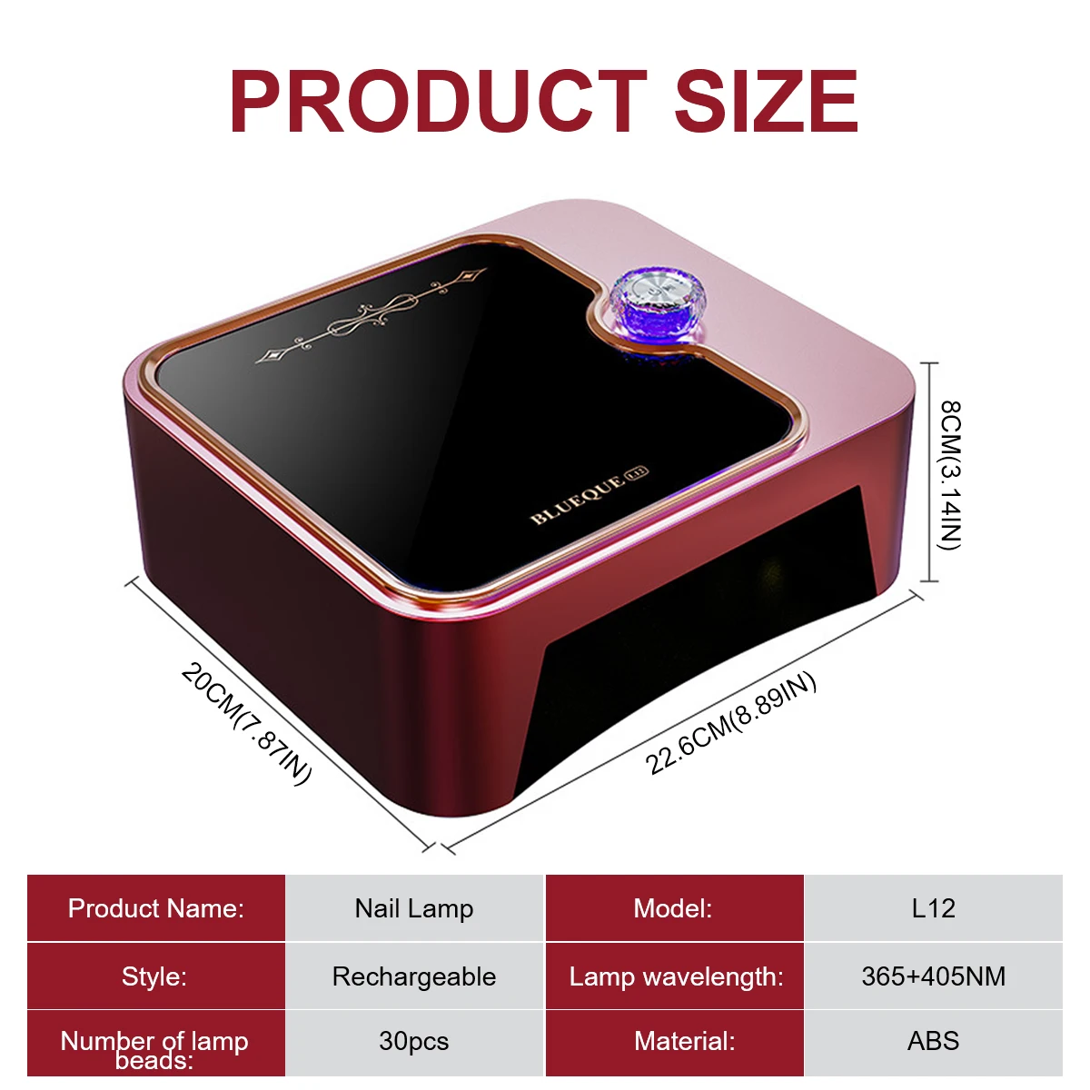 โคมไฟ LED UV เล็บตรวจจับอัจฉริยะ, เครื่องเป่าเล็บฟังก์ชั่นหน่วยความจําพร้อมหน้าจอ LCD คริสตัลเหลว, เครื่องแต่งเล็บแบบชาร์จไฟได้