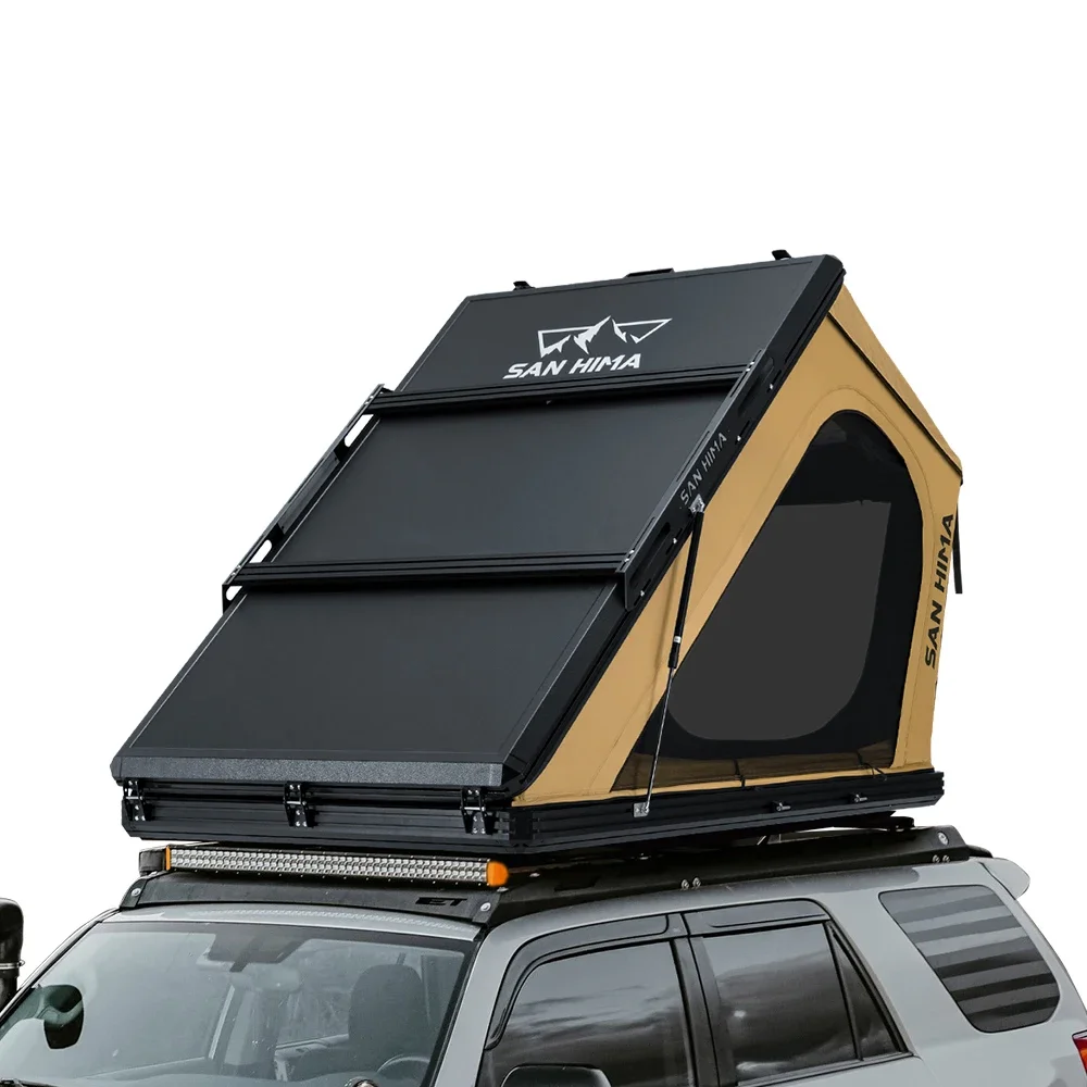 Quick Setup Waterproof 4WD Hard Shell Roof Top Tent 4x4 Camping Hardshell Rooftop Tent In-built Led Light Bar