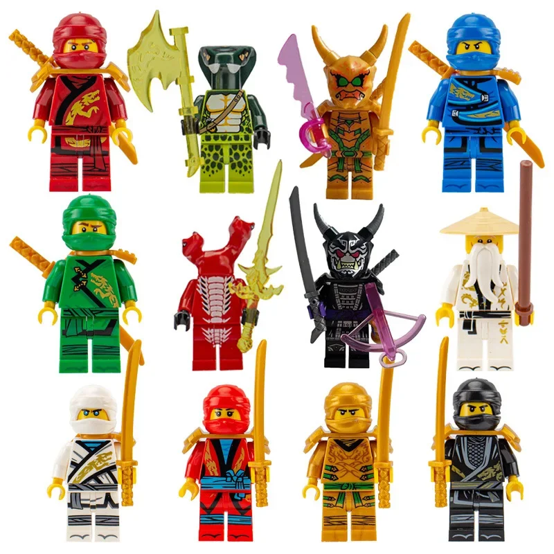 Ninja Anime Charaktere Mini-Figuren Bausteine Spielzeug Puppen Modellfiguren Kinder Jungen Geburtstagsgeschenke Schlangen-Monster Kampfmodell