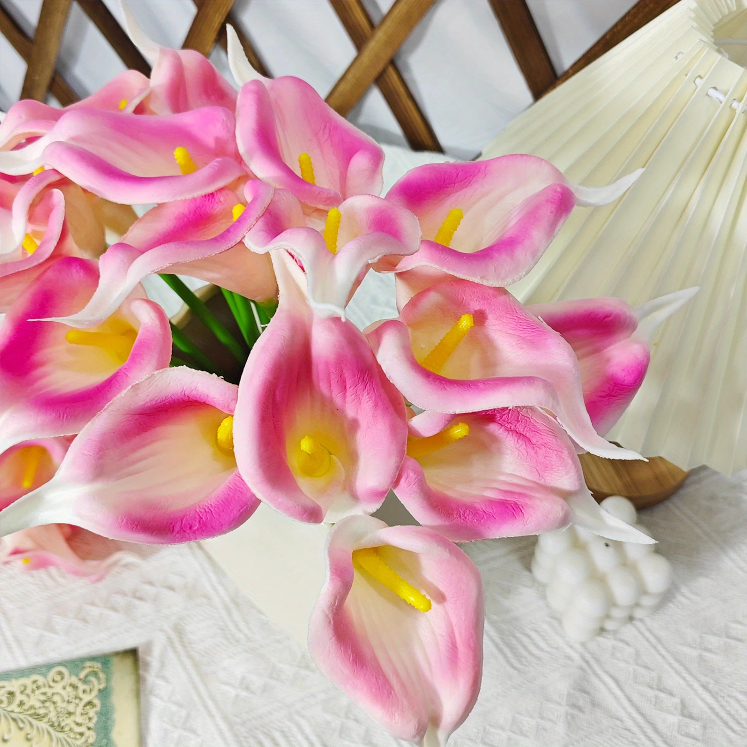 20/30pcs Realistic Calla Lily Bouquet - PU , Lifelike Artificial Flowers for  Decor, Wedding, Anniversary, Dining Table, Long-La