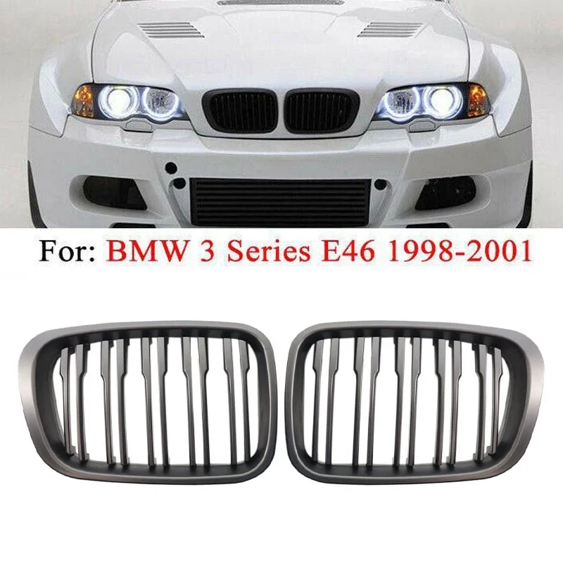 

New-Front Kidney Double Line Grille Sport Grill Replacement For-BMW E46 3-Series 1998-2001 51138208489 51138208490