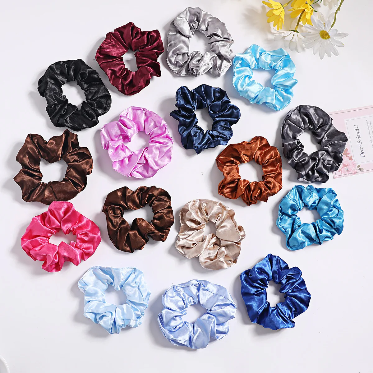 50/30/10Pcs Fashion Silk Satin Scrunchies Headband Girls Elastic Rubber Hair Band Women Ponytail Holder Hair Ties Accessories