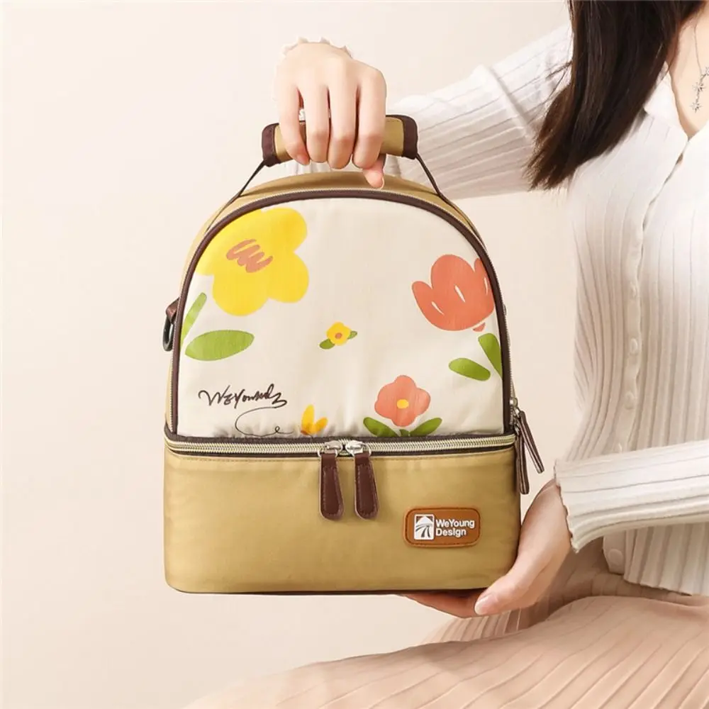 Multifunctional Maternity Backpack Portable Double Layer Breastmilk Cooler Bag Large Capacity Lightweight Insulated Storage Bag