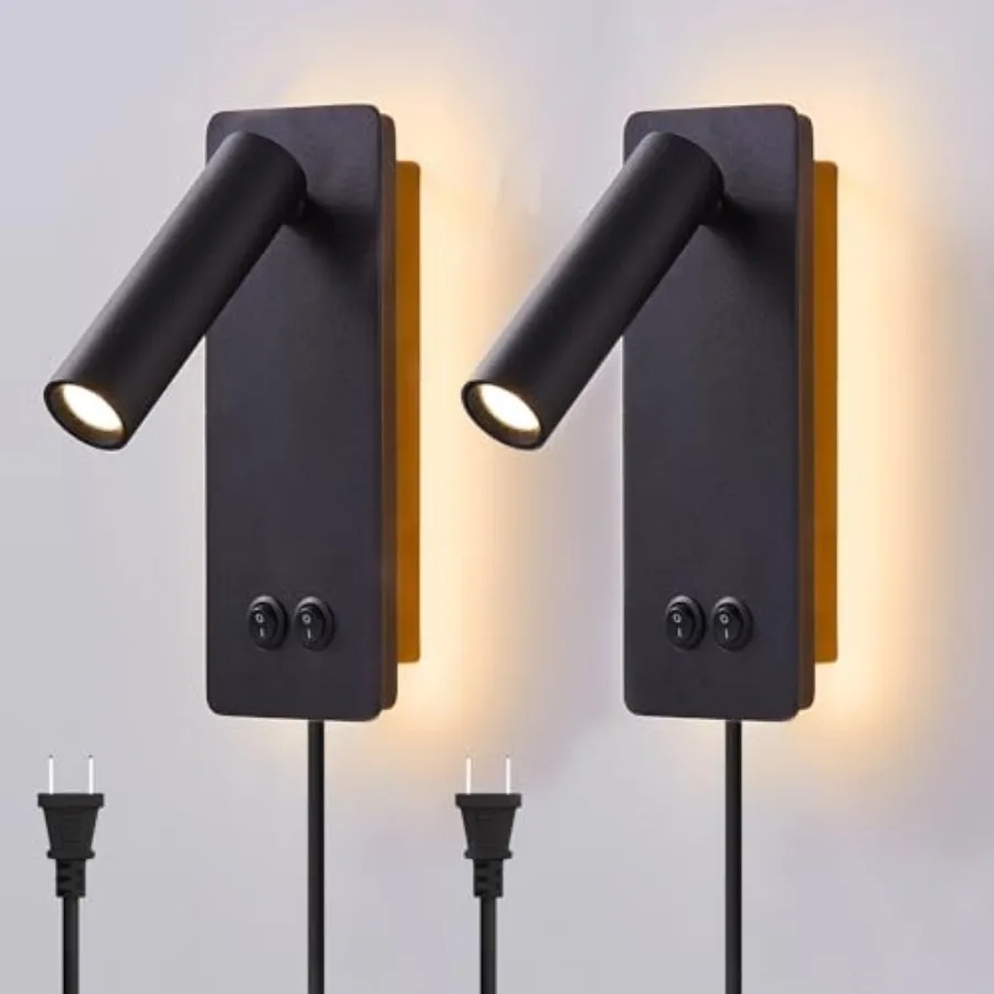 

Светодиодный настенный светильник и лампа для чтения, многофункциональные настенные бра 2-в-1. Светодиодный настенный светильник с питанием от сети для спальни, прикроватный настенный светильник