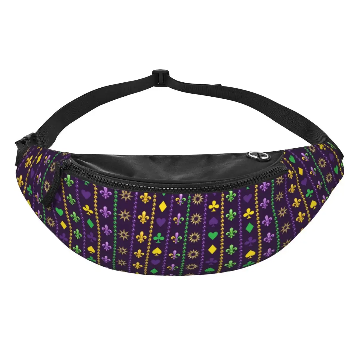 Custom Mardi Gras Fleur De Lis Flower Fanny Pack Women Men Crossbody Waist Bag for Traveling Phone Money Pouch