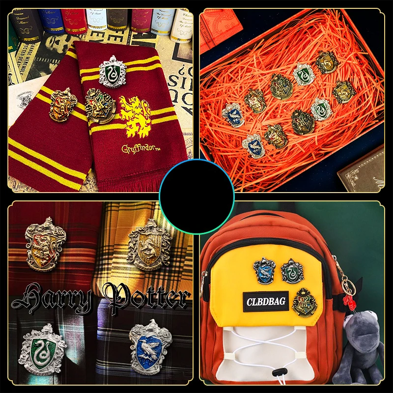 Harries Potters Hogwarts Brooch Halloween Costume Badge Props Accessories Enamel Pin Cosplay Party Supplies Gryffindor Ravenclaw