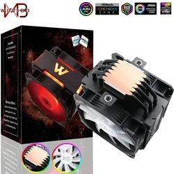 120mm chłodnica procesora wentylator chłodnicy 6 Heatpipe RGB PWM 4PIN cichy dla Inte LGA 115X 1200 1700 2011 V3 X79 X99 AM4 ARGB Ventilador