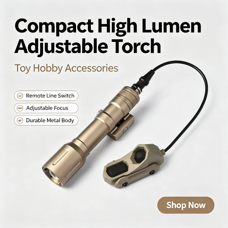 Small Adjustable Focus Alloy Flashlight with Remote Line Button - Hobby Collection Accessories