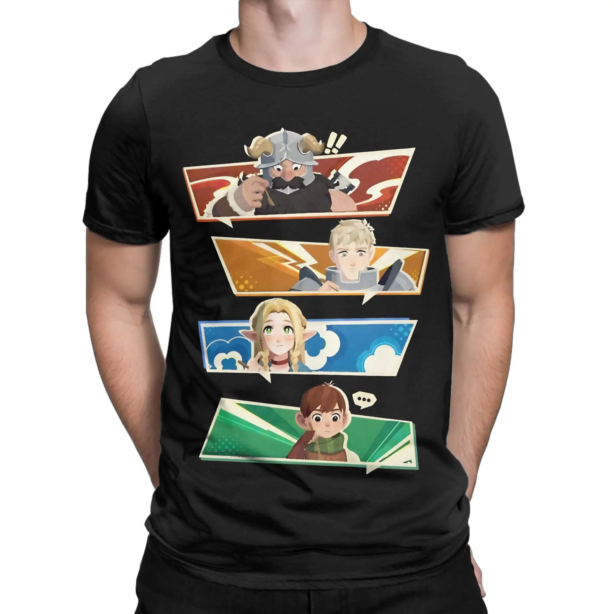 cooking adventure Graphic 100% Cotton T-Shirt Dungeon Meshi Tops Tees For Men