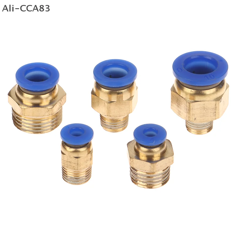 

1Pc Pneumatic Air Connector Fitting PC 4/6/8/10/12/14/16MM Thread 1/4" 1/8" 3/8" 1/2" 3/4"Hose Fittings Pipe Quick Connectors