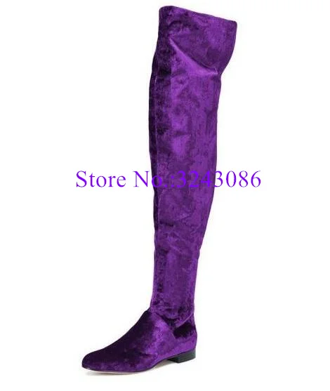 New Velvet Beige Color Woman Flat Long Boots Fashion Round Toe Comfortable Casual Over the Knee Boots Sexy Lady Shoes Dropship